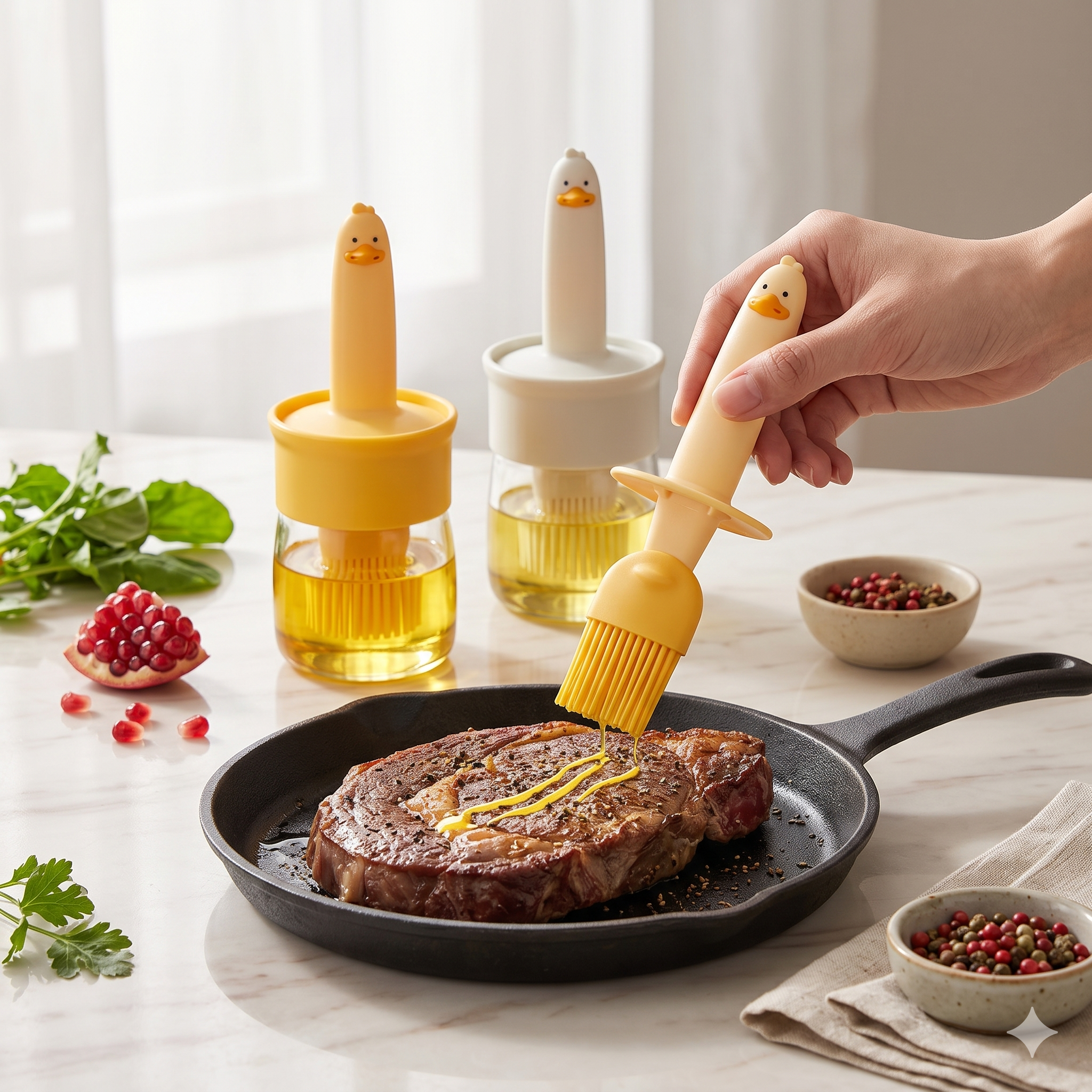 Single Deals Premium Whimsical Duck Culinary Oil Dispenser & Basting Brush System™ [Premium Quality]