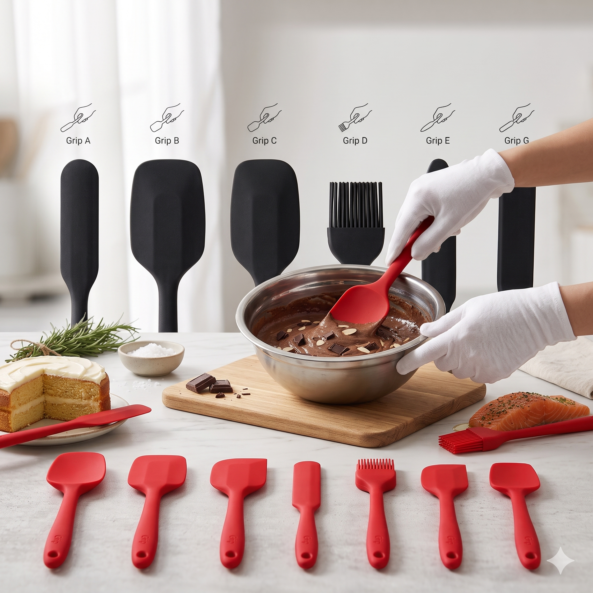 Single Deals™ Professional 6-Piece Culinary Baking & Prep System™ [Red Edition]