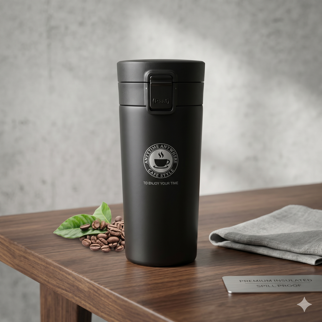Insulated Thermal Travel Tumbler – Matte Black Edition