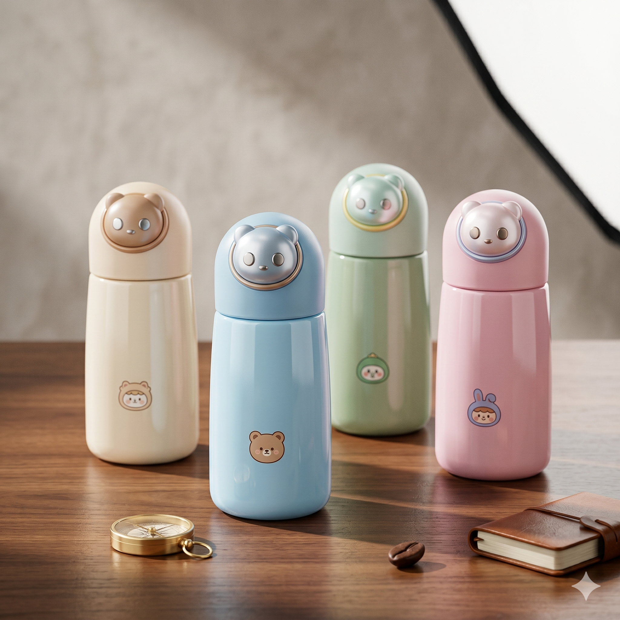 Kawaii Character-Accent Glass Water Bottle – Premium Quality