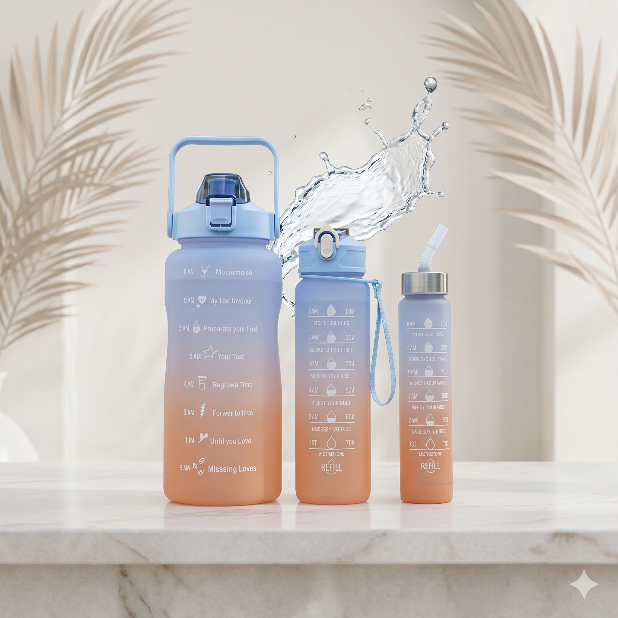 Single deals™ 2-Litre Motivational 3-Piece Bottle Set Premium Quality