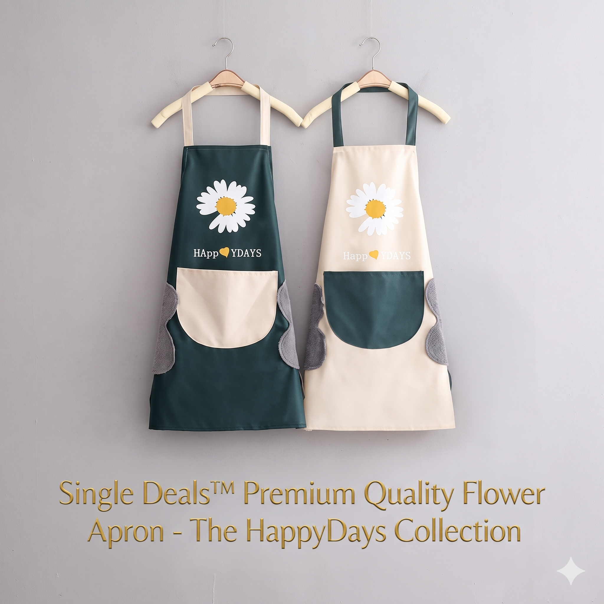 Single Deals™ Premium Quality Flower Apron Duo - The HappyDays Collection