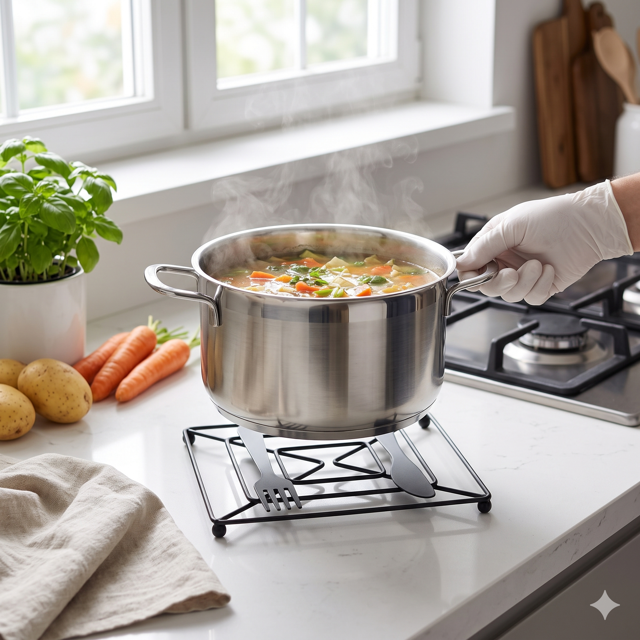Single Deals™ Professional  Square Metal Trivet Hot Pot Stand™ [Premium Quality]