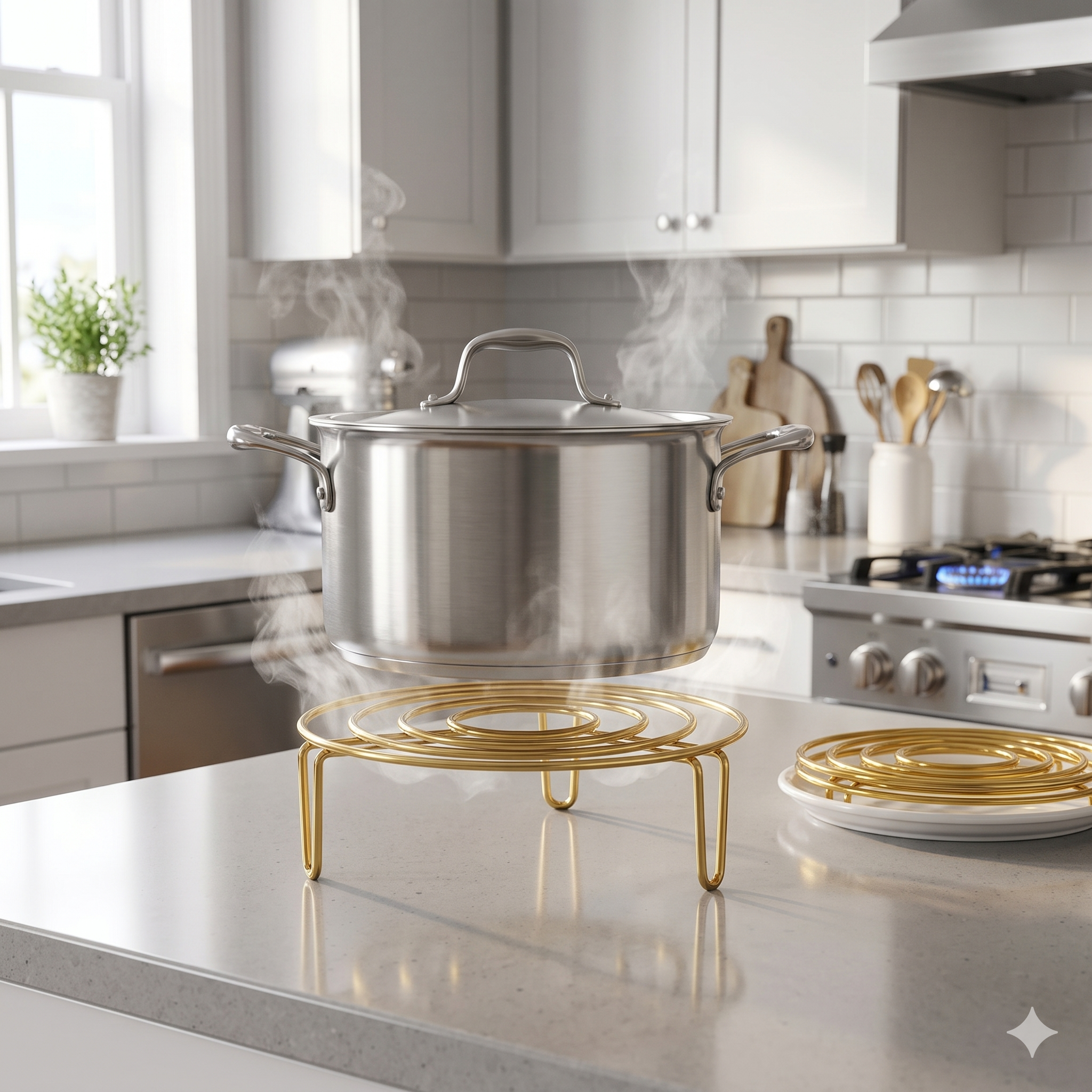 Single Deals™ Professional Golden Steel Steaming  Cum Heat Protector Rack™ [Premium Quality]