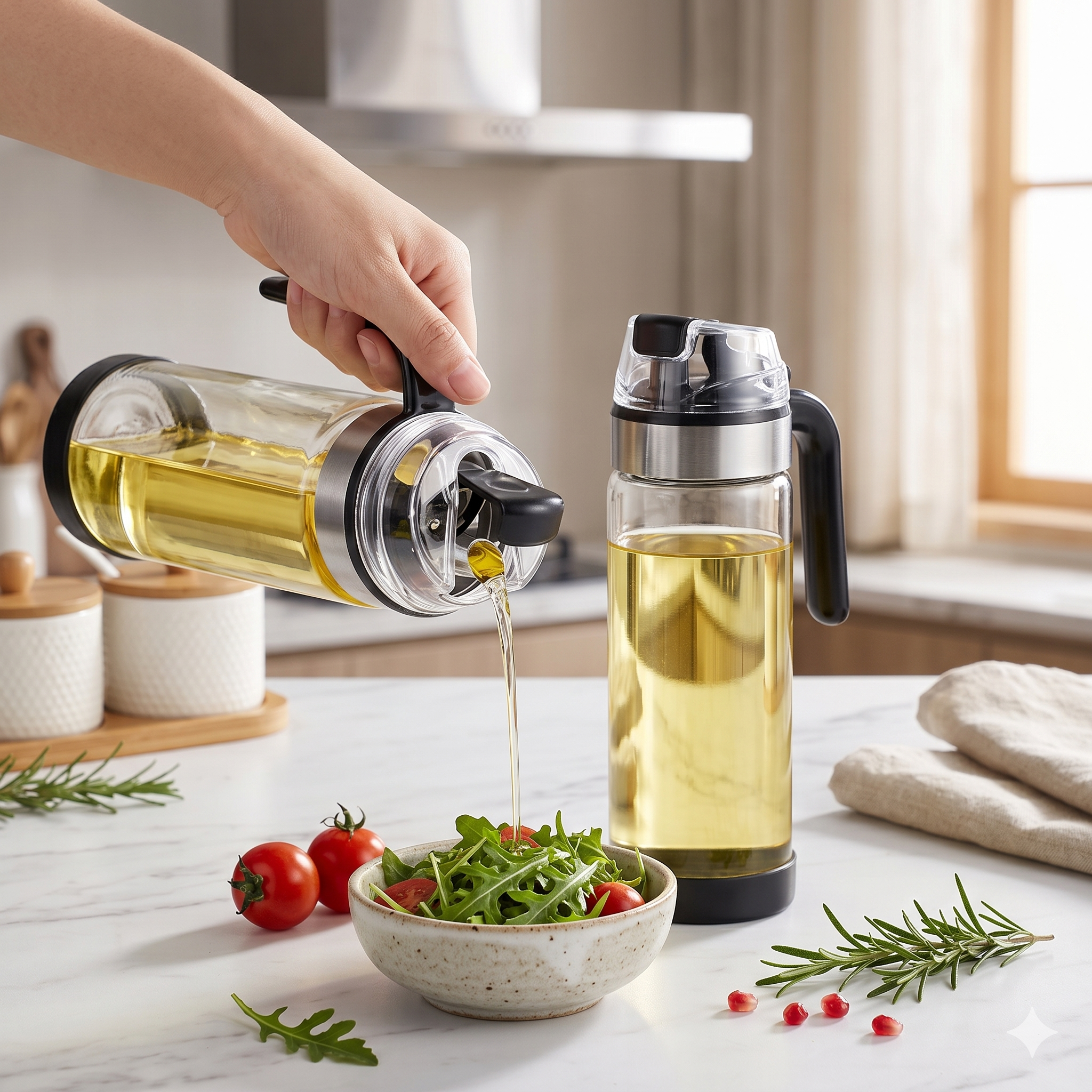 Single Deals™ Premium Culinary Oil Bottle with Automatic Open Cover™ [Premium Quality]