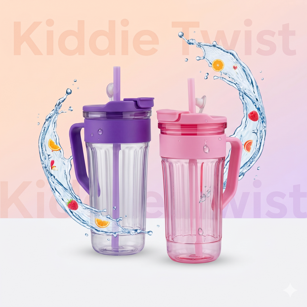 500ml Kiddie Twist Sipper Bottle – Durable, Leakproof Travel Water Bottle for Kids with Easy-Grip Handle & Straw