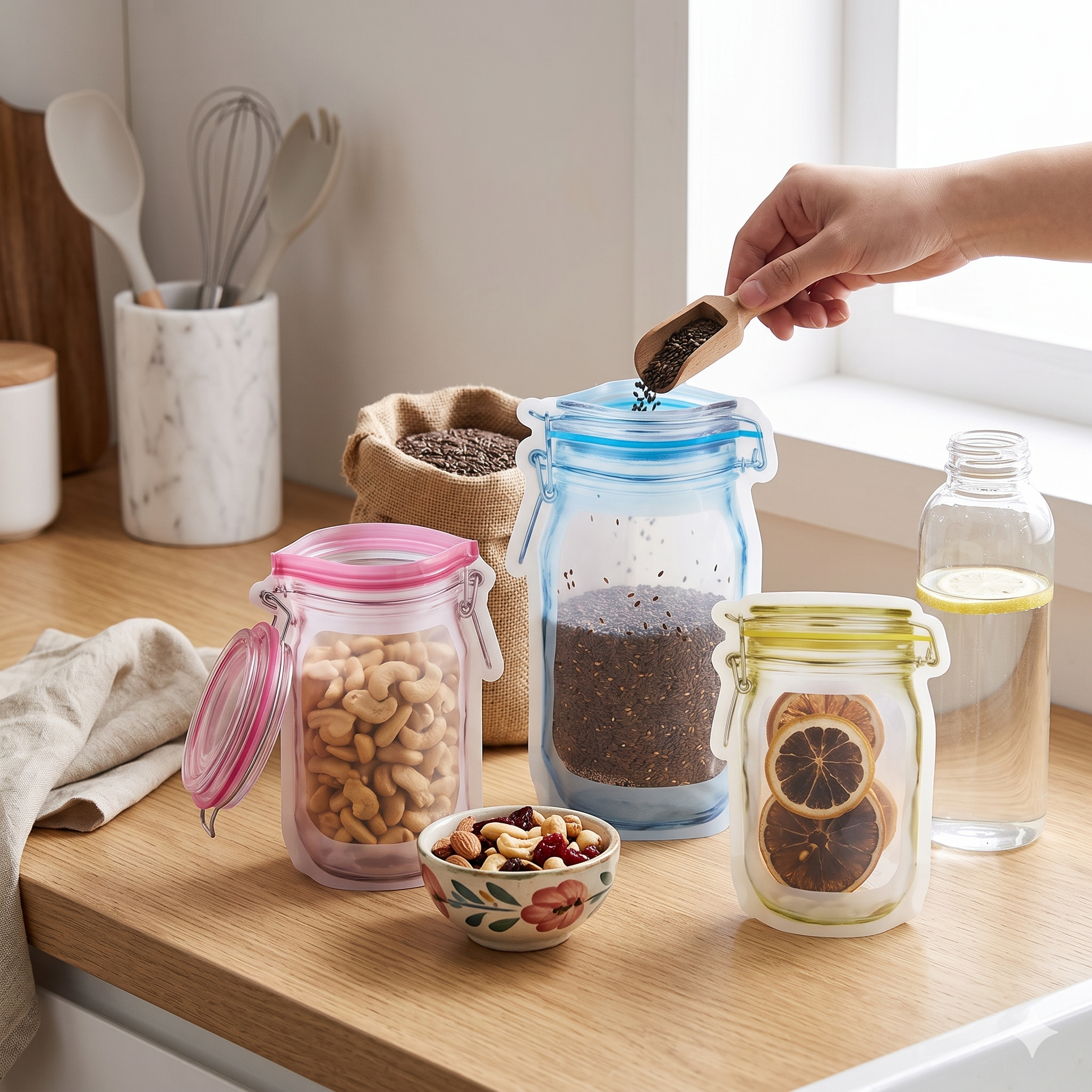 Single Deals™ Professional Reusable Jar-Style Storage Bags™ 3 Pcs Set [Premium Quality]