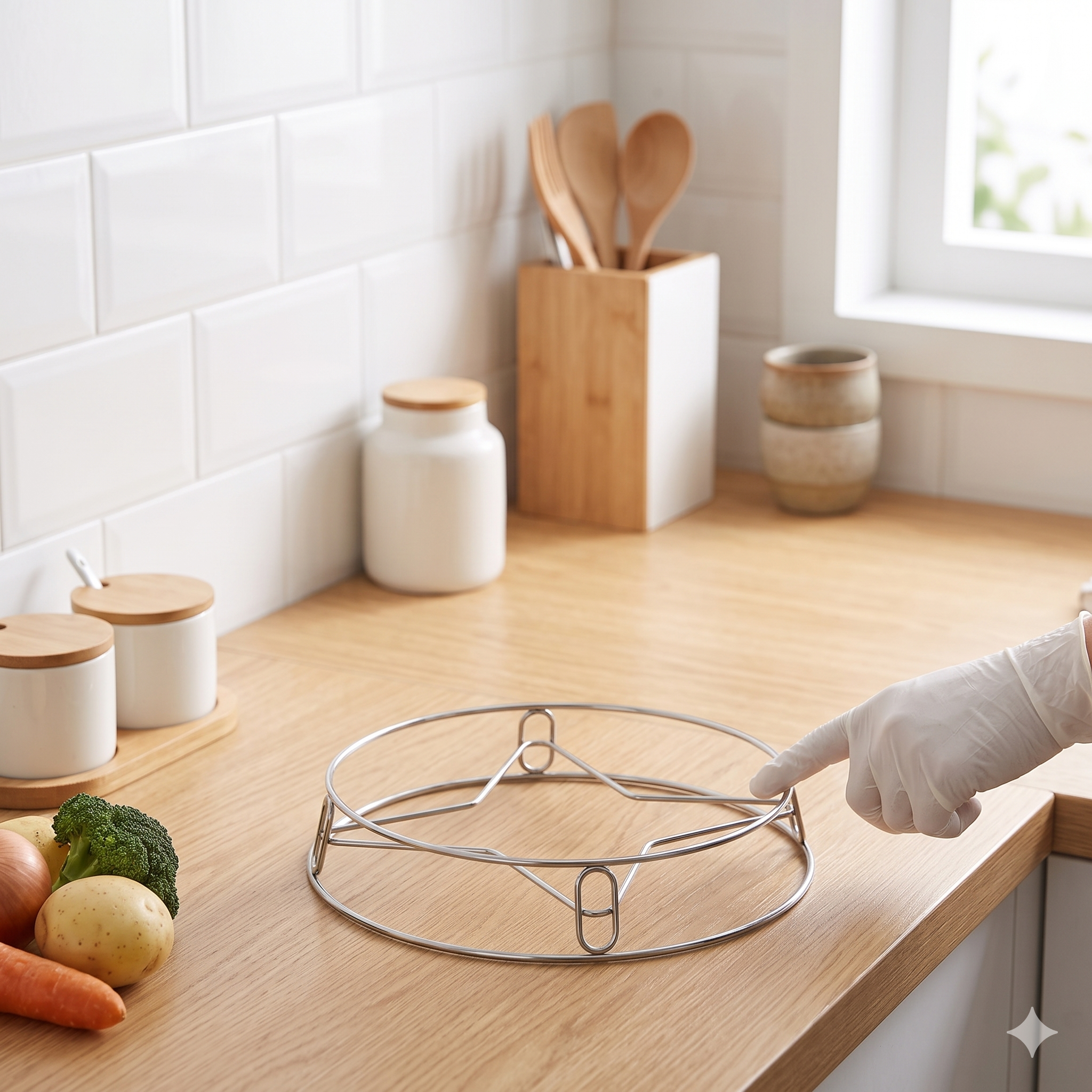 Single Deals™ Professional Kitchen Pot Steaming Cum  Heat Protector  Rack™ [Premium Quality]