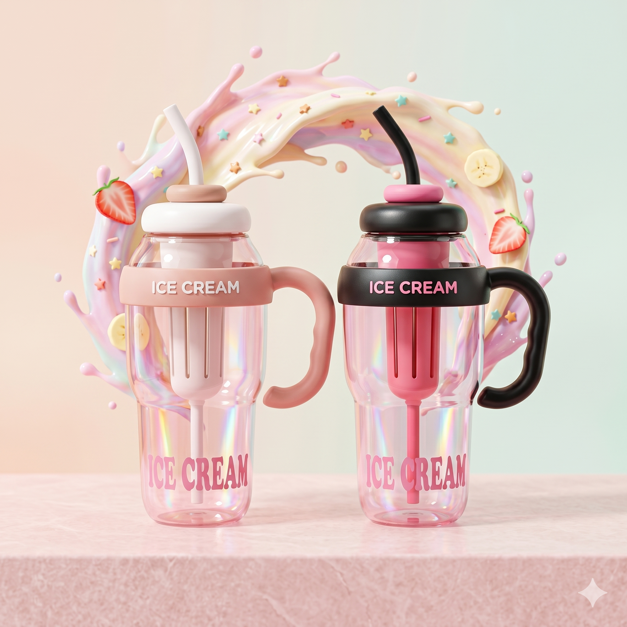 Premium Insulated "Ice Cream" Style Sipper Bottle – Quirky & Stylish Portable Water Bottle for Kids & Adults
