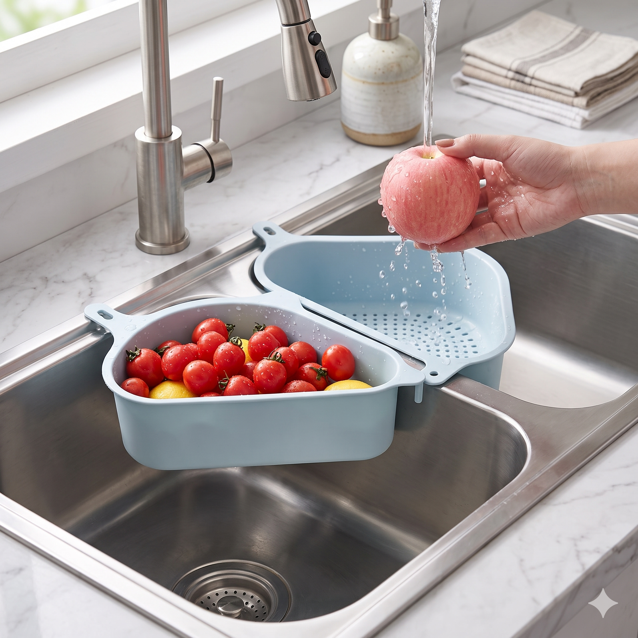 Single Deals™ CornerFlow Fruit And Vegetable Washer Premium Quality Description: