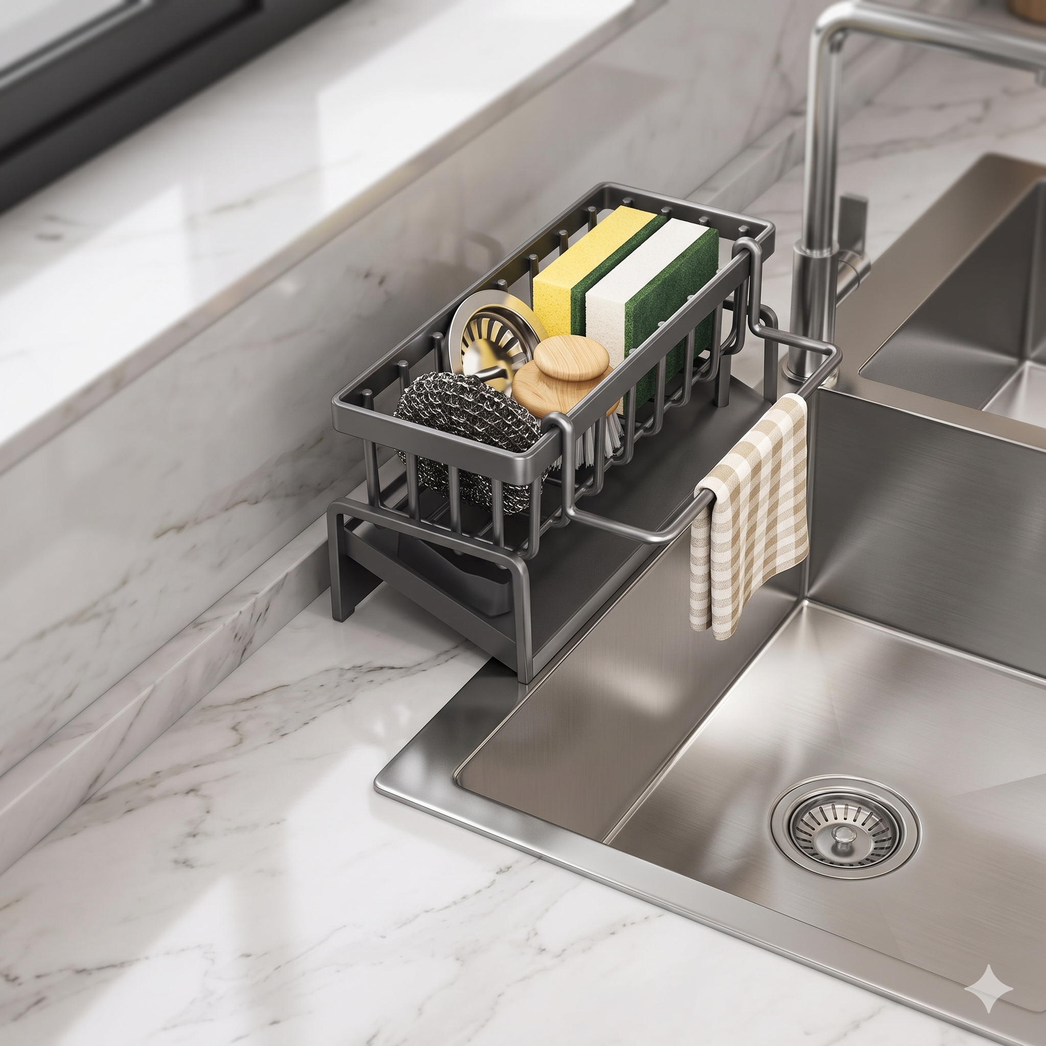 Single deals™ Premium Quality Multi-Functional Sink Organizer & Dish Cloth Caddy