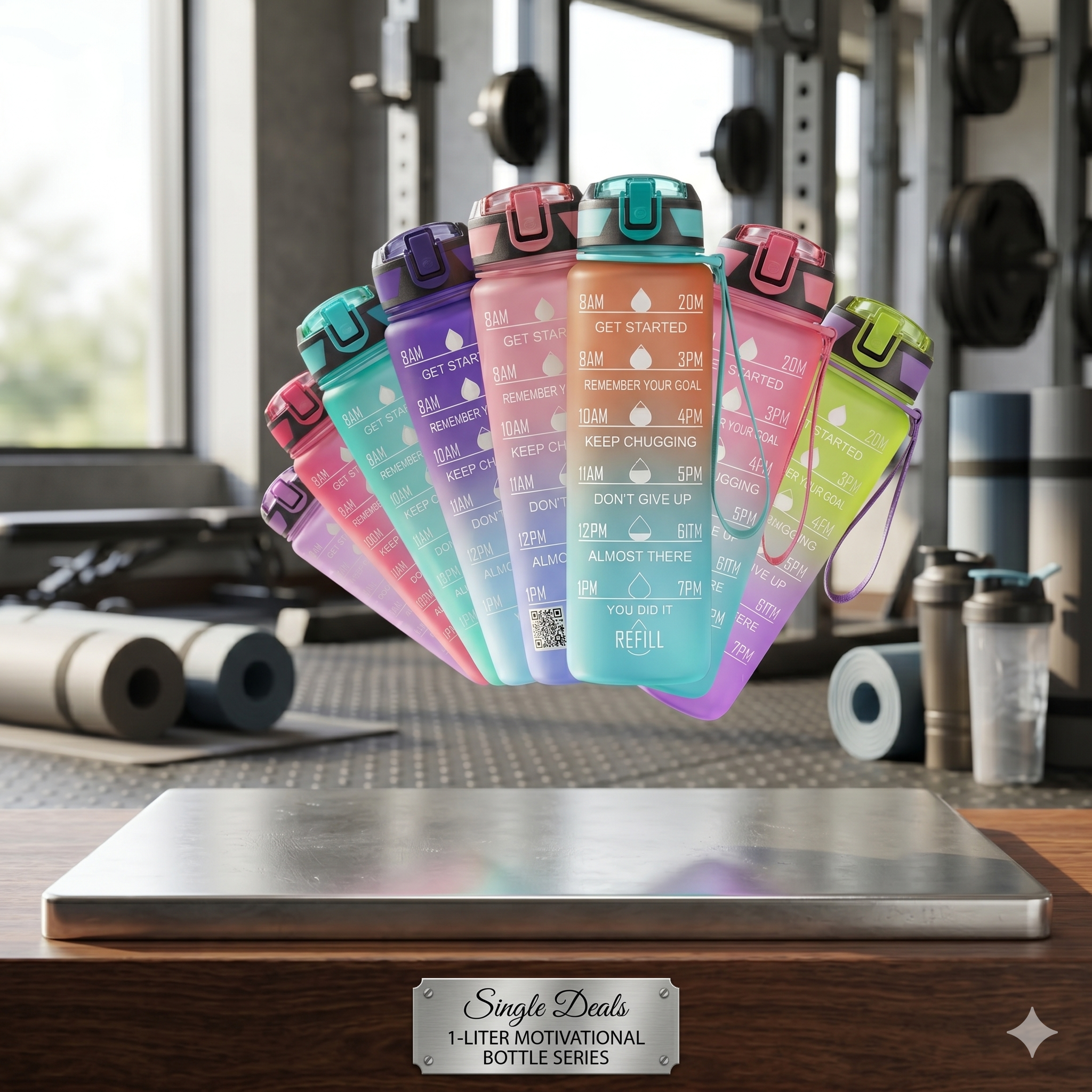 Single Deals Aesthetic 1-Liter Motivational Water Bottle Series - Premium Quality